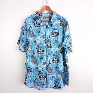 Margaritaville Hawaiian Button Down Shirt Size XXL Men's Blue Rayon